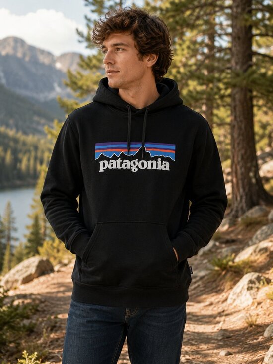 Patagonia Other - Patagonia P-6 Logo Uprisal Hoodie Black Pullover Sweatshirt Men’s Small 1100